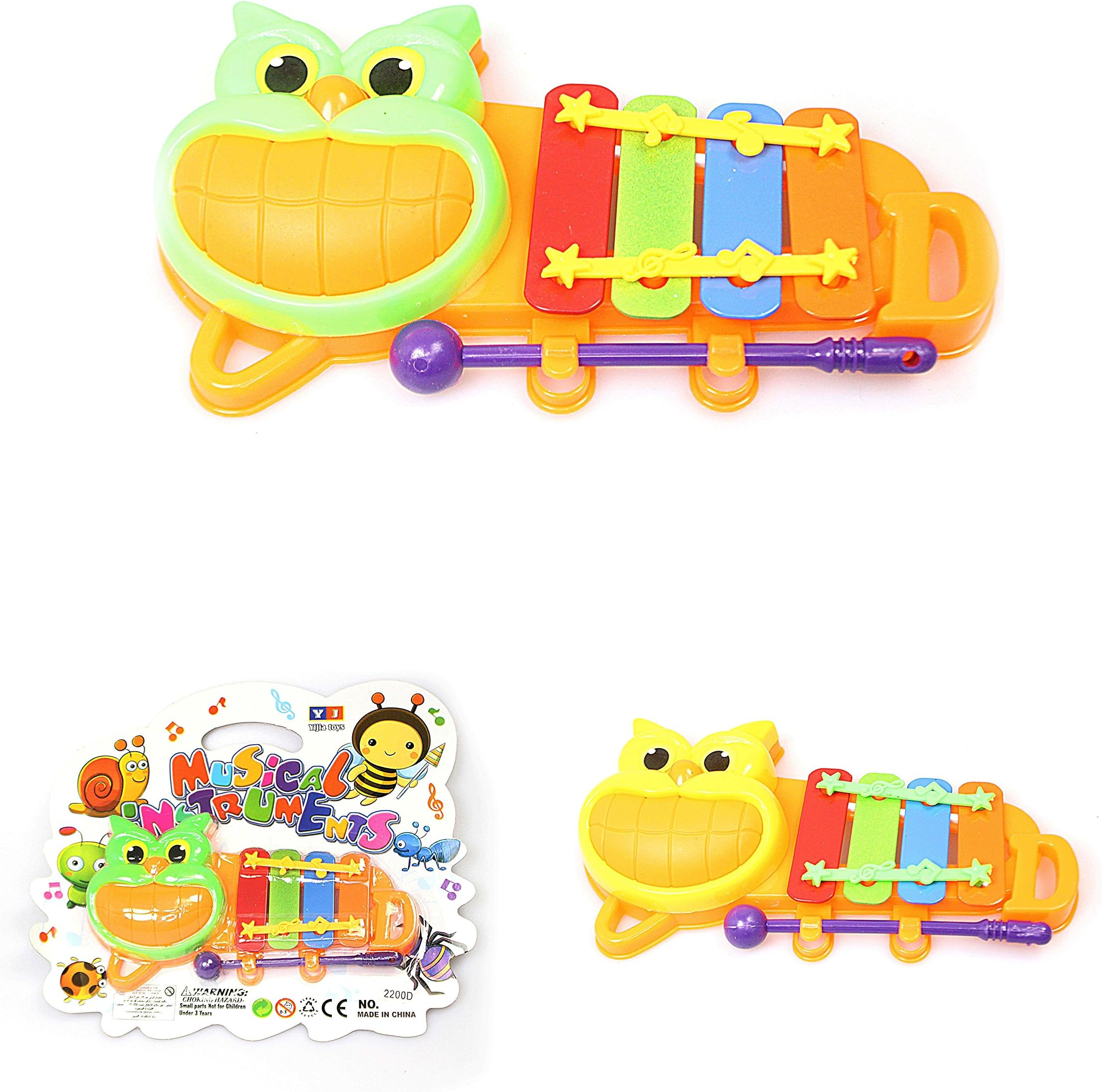HK Online WHOLESALE -12 x Childrens CATERPILLAR HANDHELD XYLOPHONES -Including Mallet, Party Bags, Schools & LED Keychain Torch