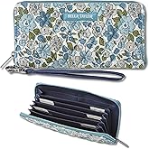 Bella Taylor Cash Envelope Wallet for Budgeting - RFID Protected - Cash Stuffing Wallet with Detachable Wristlet - Delicate Floral Blue