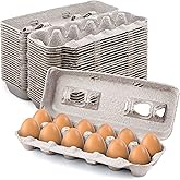 MT Products Blank Natural Pulp Egg Cartons Bulk - Made in USA - Holds Up to Twelve Eggs - 1 Dozen - Cardboard Material Perfect For Storing Extra Eggs (25 Pieces)