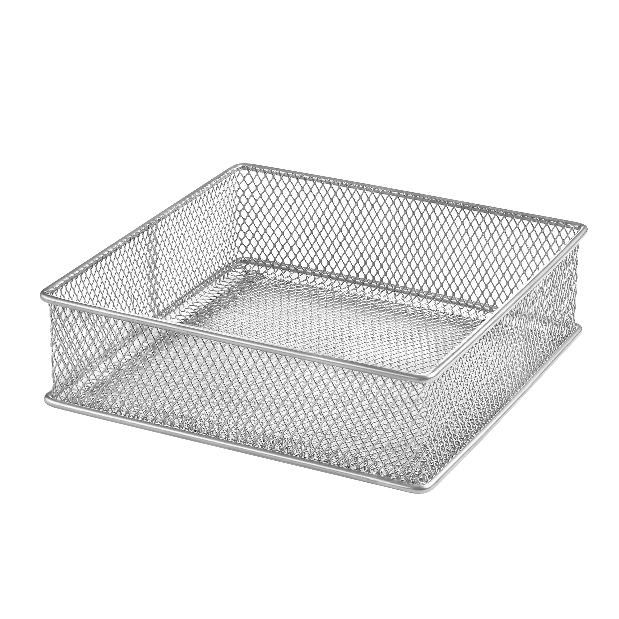 Ybm Home Silver Mesh Drawer Cabinet and or Shelf Organizer Bins, School Supply Holder Office Desktop Organizer Basket #1595 (6x6)
