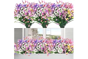 Moulyan 12 Bundles Artificial Flowers for Outdoors UV Resistant Fake Flowers Faux Plants for Hanging Garden Porch Window Box Outside Decoration,Home Indoor Decor