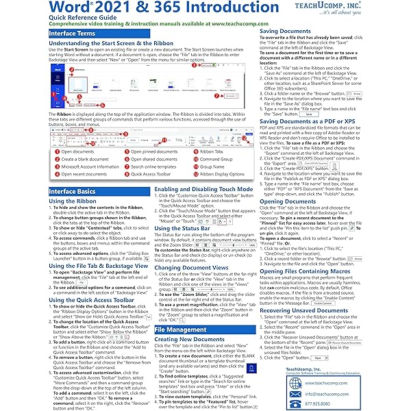 Word for Microsoft 365 (Office 365) Introduction Quick Reference