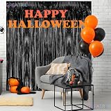 GREATRIL Black Tinsel Foil Fringe Curtain 2 Pack 3.2ft x 8.2ft Backdrop view 9