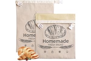 2 Pack Beeswax Bread Bags for Sourdough,Buckle Reusable Organic Linen Beeswax Bread Bag for Homemade Sourdough 17.5 x 11.5 In