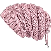 Lilax Cable Knit Slouchy Chunky Stripe Oversized Soft Warm Winter Beanie Hat