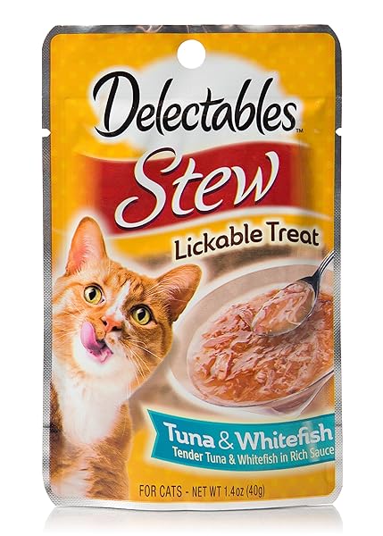 HARTZ DELECTABLES STEW LICKABLE WET CAT TREATS – TUNA & WHITEFISH – 12 PACK