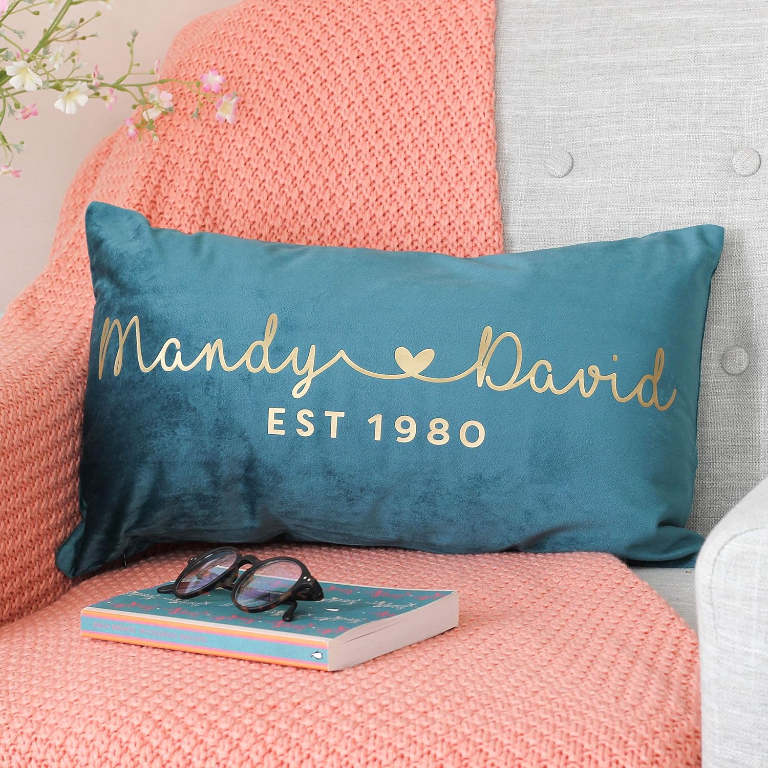 Personalised Couples Name Heart Velvet Cushion Amazon.co.uk Handmade