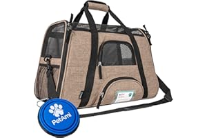 PetAmi Airline Approved Pet Carrier for Cat, Soft Sided Dog Carrier for Small Dog, Cat Travel Supplies Accessories for Indoor Cat, Ventilated Pet Carrying Bag Medium Kitten Puppy, Large Heather Taupe
