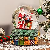 Christmas Glass Snow Globe Polystone Musical Water Globe with Music for Holiday Decoration, Santa Claus and Snowman
