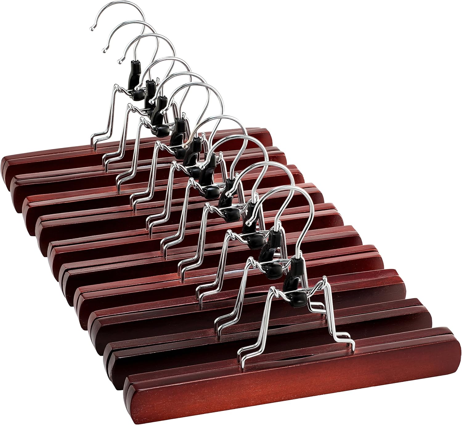 HighGrade Wooden Pants Hangers with Clips 20 Pack Non Slip Skirt