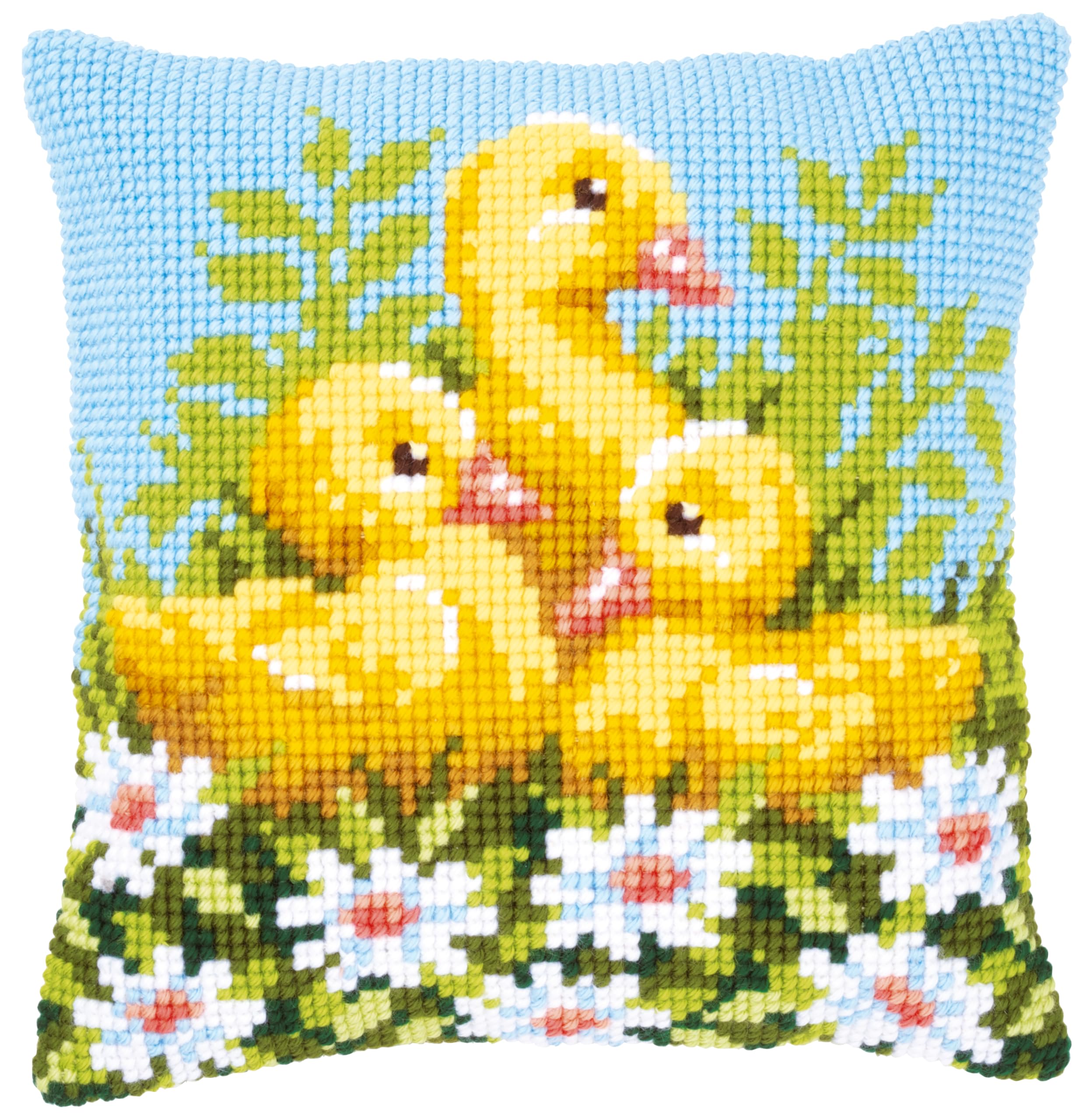 Vervaco Ducklings with Daisies I Cross StitchCushion, Multi-Colour — image 1