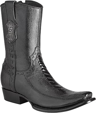 Amazon.com: Botas de piel de avestruz negra - Botas pata avestruz negro  Original - Piel vaquera exótica occidental : Ropa, Zapatos y Joyería