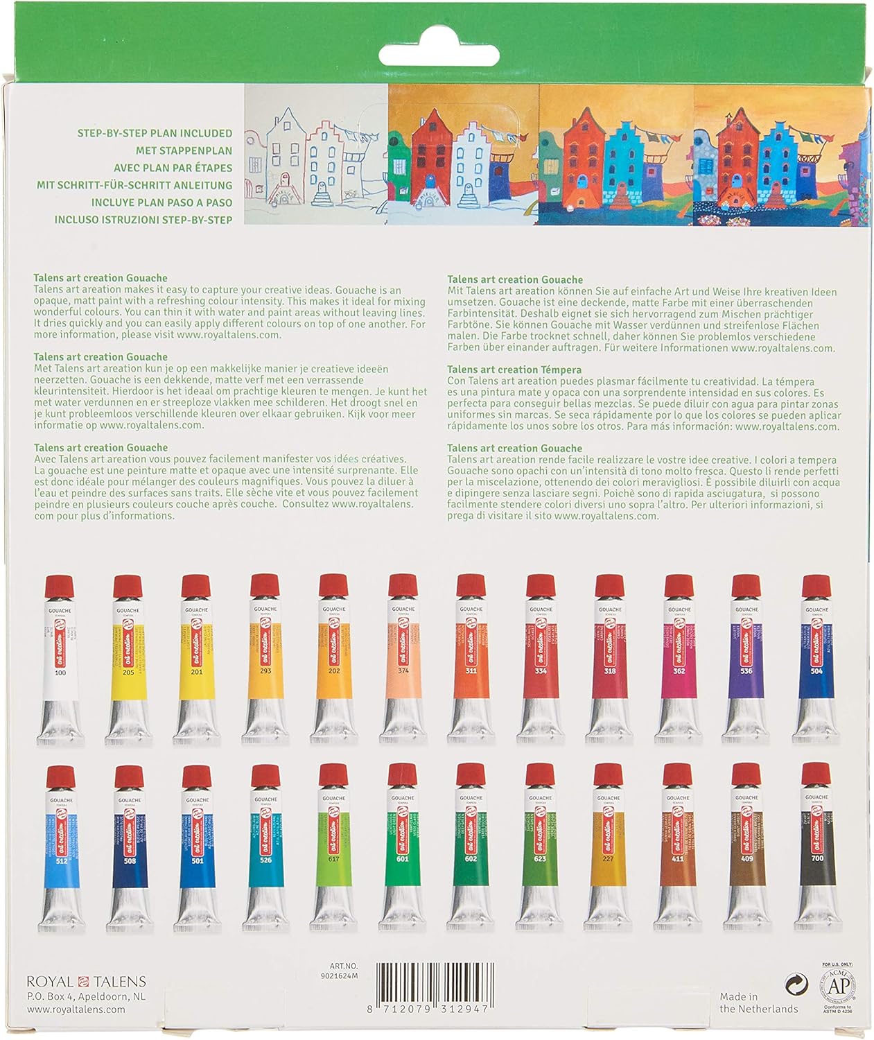 Talens Art Creation Gouache Paint Starter Set including 24 Colors (12 ml tubes), Multi - Image 4