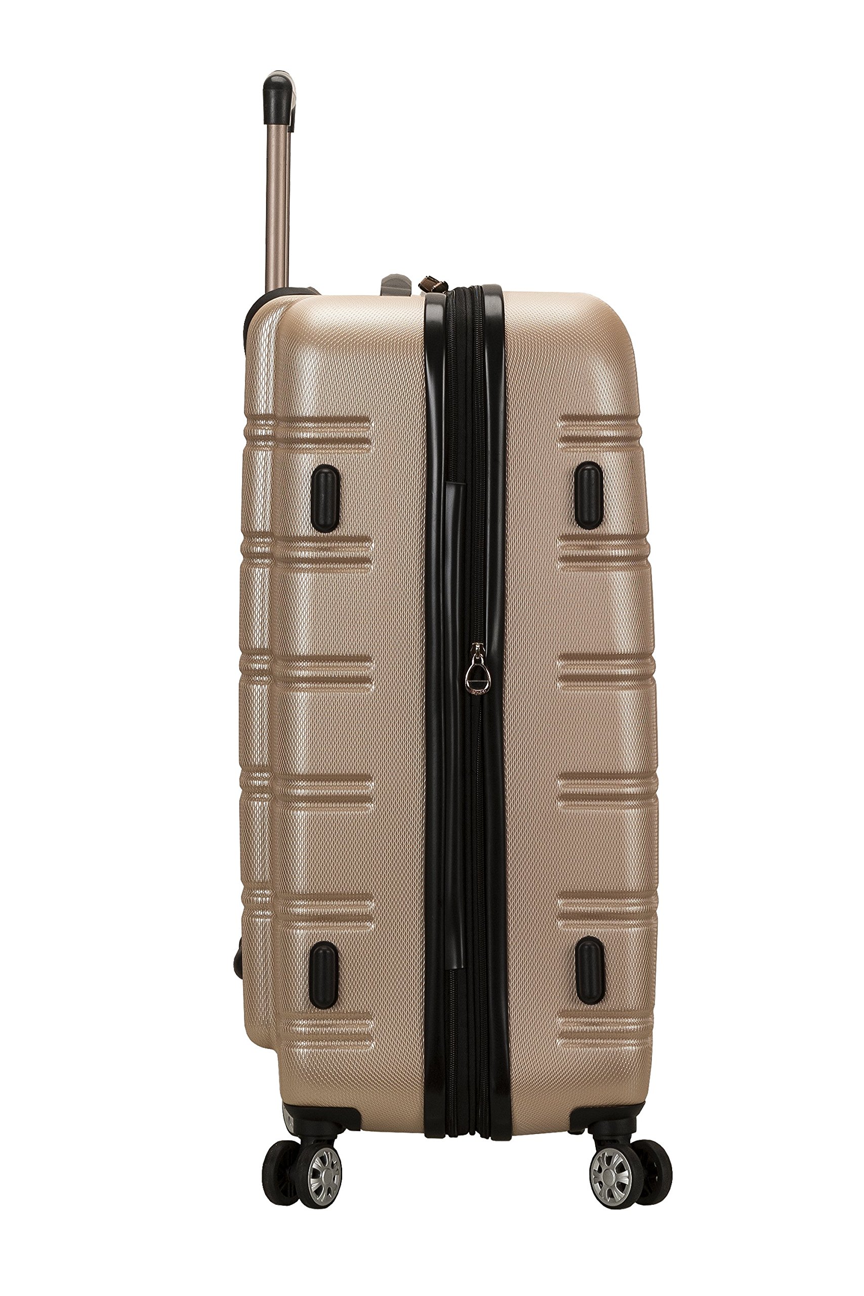 Rockland Melbourne Hardside Expandable Luggage with Spinner Wheels, Champagne, Checked Large 28