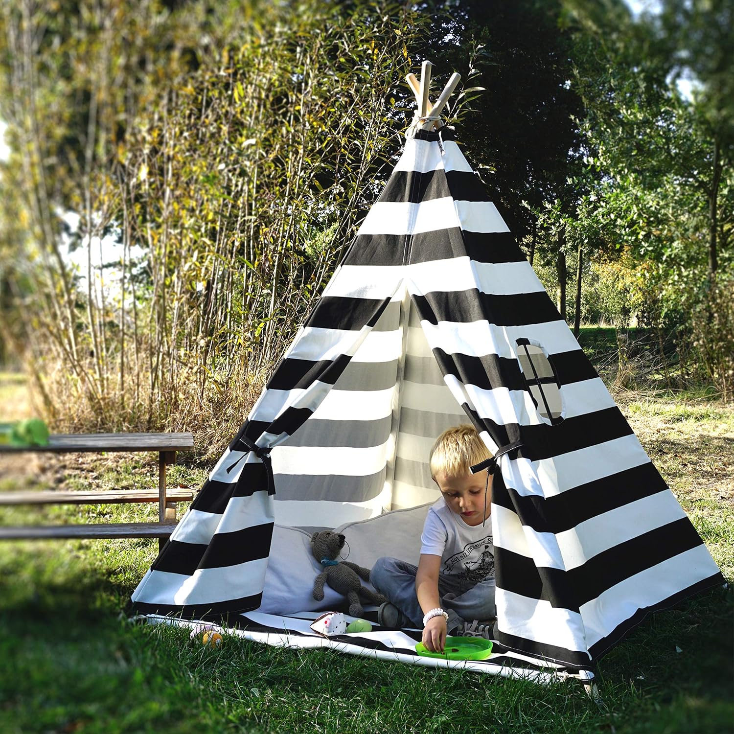 Hej Lønne Teepee Tent for Children with Floor Mat 120 x 120 x 150 cm, Children's Tent for Indoor Use - Image 5