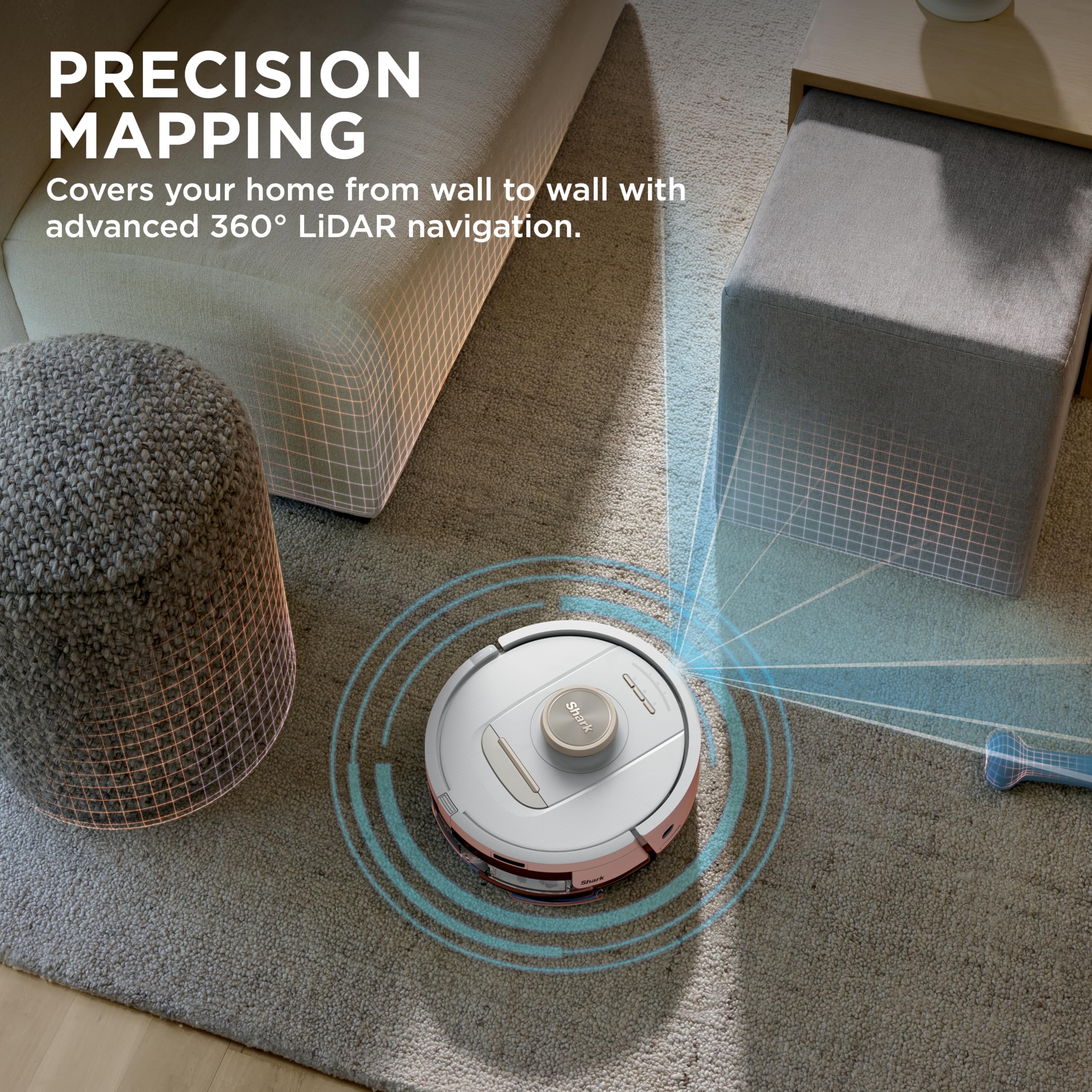 Shark Stratos 2-in-1 Robot Vacuum & Mop with 25+ Hands-Free Features & NeverTouch Self-Cleaning Base, Precision Mapping, Autolift Technology, HEPA Filtration, Edge Detect, AV2700ZE, White