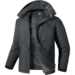 ZITY Men's Ski Jacket Windproof Waterproof Warm Fleece with Detachable Hood | Winter Snowboard Coat with Multi Pockets Parka