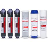 LiquaGen - 7 Stage RO/DI Yearly Replacement Filter Kit - Pre Filters with Inline Deionization - Stage 1,2,3,5,6 &amp; 7 | Reverse Osmosis Water Purifier Set w/Deionizer Water Filter for Pure 0 TDS Water