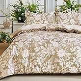 Joiedomi Queen Comforter Set Beige, 3 Pieces Floral Queen Bedding Set with 1 Soft Reversible Botanical Flower Comforter and 2 Pillow Shams, Bed in a Bag for All Seasons