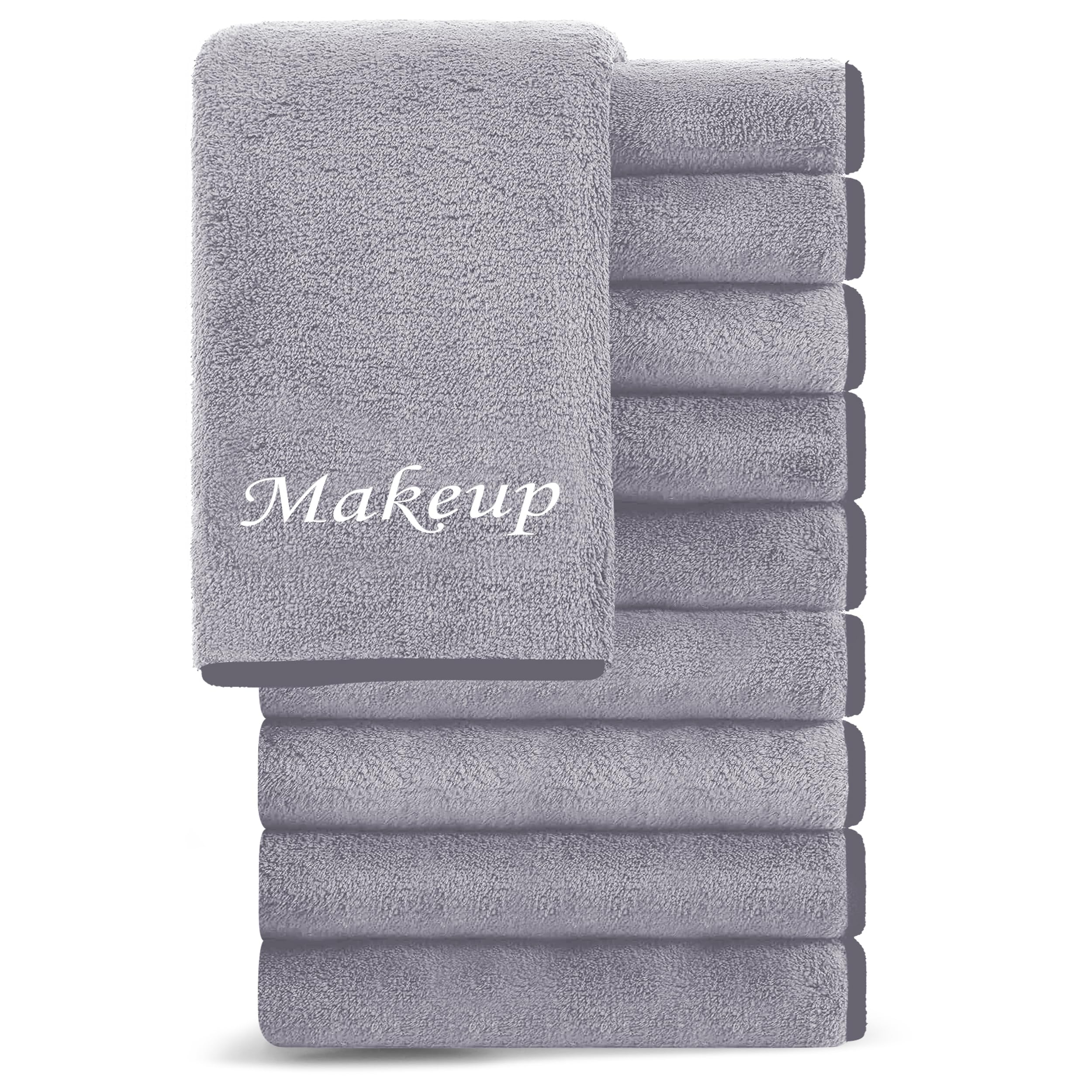 Photo 1 of Cosy Family 10 Pack Makeup Remover Wash Cloths - Soft Microfiber Fingertip Facial Cleansing Cloths for Hand and Make Up, 12 x 12 in, Grey