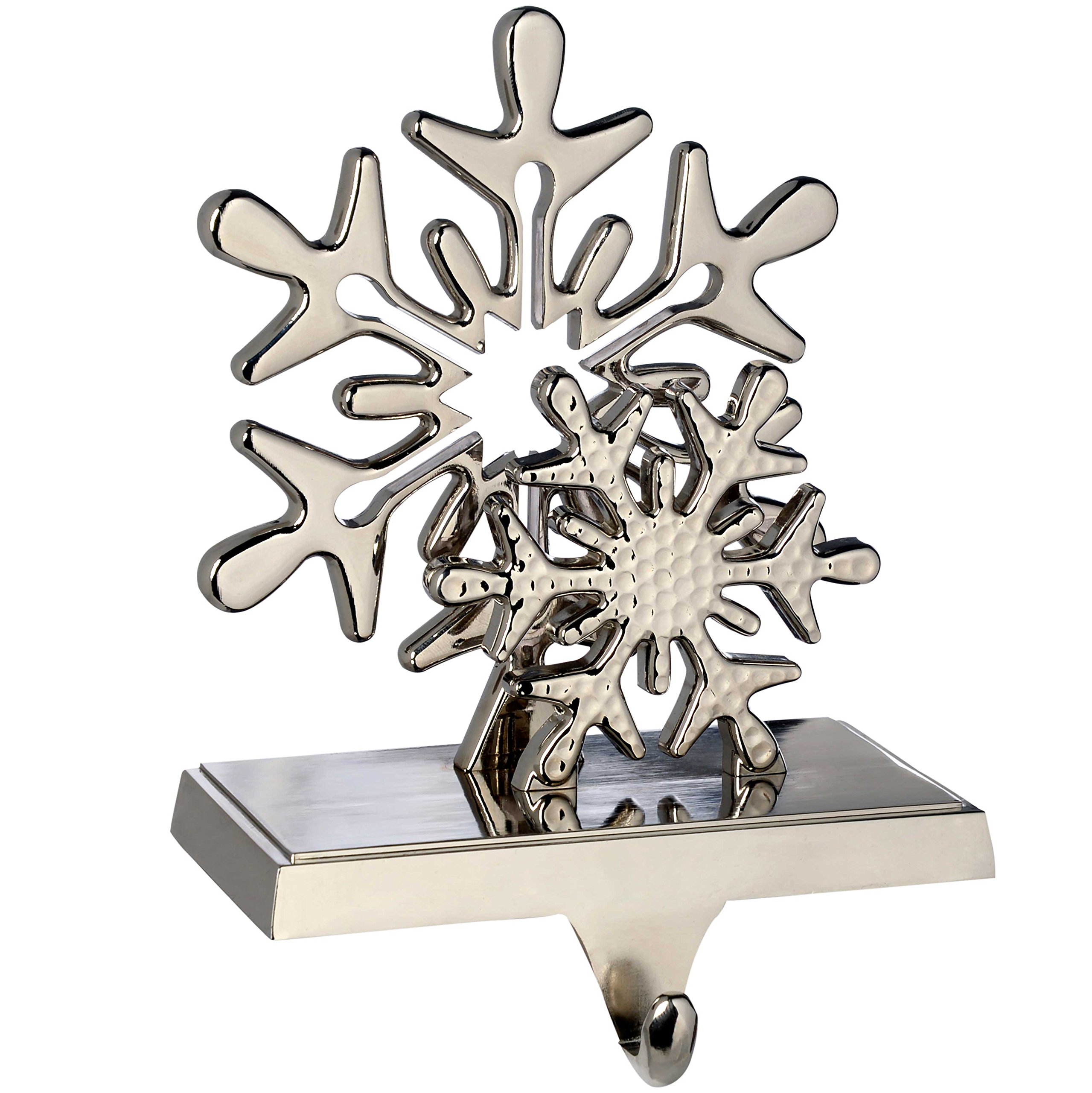 WeRChristmas Silver Plated Snowflake Stocking Holder Christmas Decoration, 17 cm, Metal