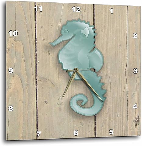 Amazon 古い木製の板にアクア漫画のタツノオトシゴの3dローズイメージ 10インチ X 10インチ 置き時計 掛け時計 オンライン通販