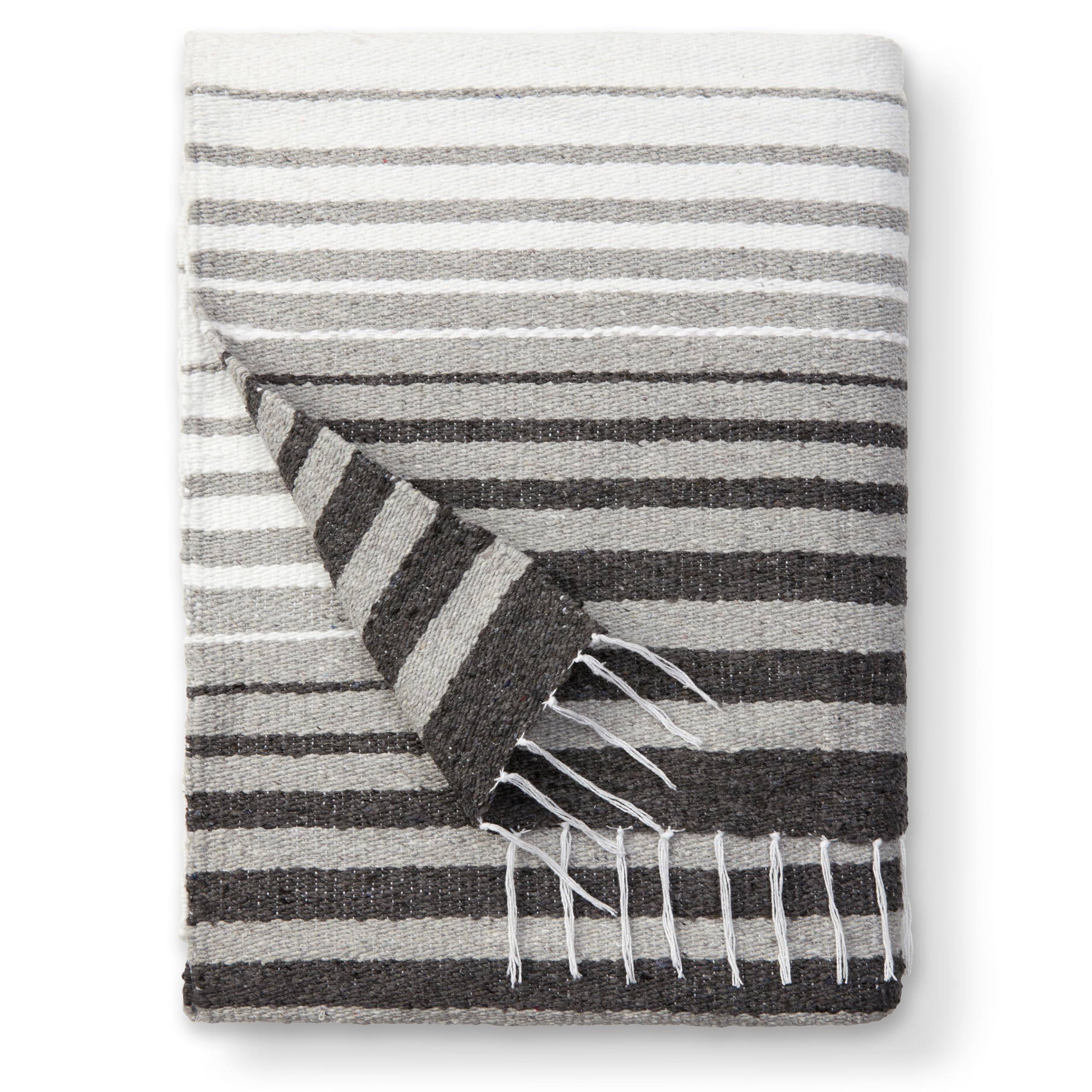 Gray Mexican Blanket by Laguna Beach Textile Co - Beach, Yoga, Camping, or Decorative Throw Blanket - Traditional Handmade Serape - Gray Tulum