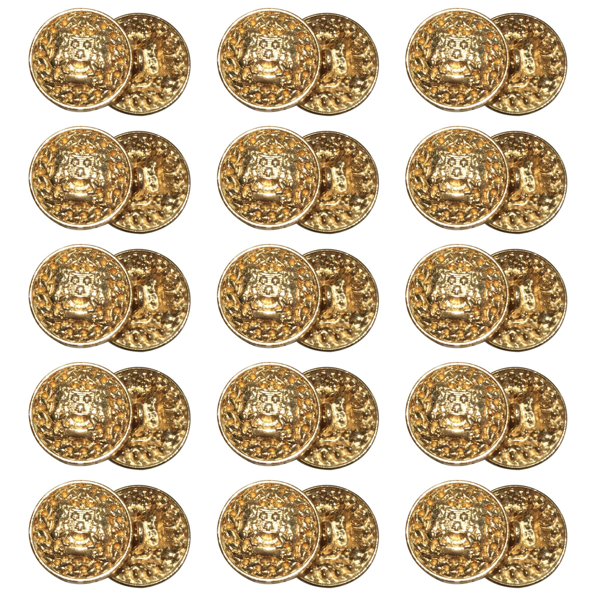ftiemlovde 30 Novelty Brass Gold Buttons for Blazer ，Vintage Large Buttons Metal for Sewing Cardigan，Antique Decorative Pant Button for Crafting，Sparkly Jacket Button Women (P30 20 mm)