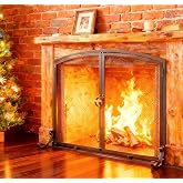 Fire Beauty Arched Metal Fireplace Screen 2-Panel Spark Guard for Home | Smooth Hinged Door Design, Hand Pinch Prevention, Stable Support, Stylish Home Interior Decoration