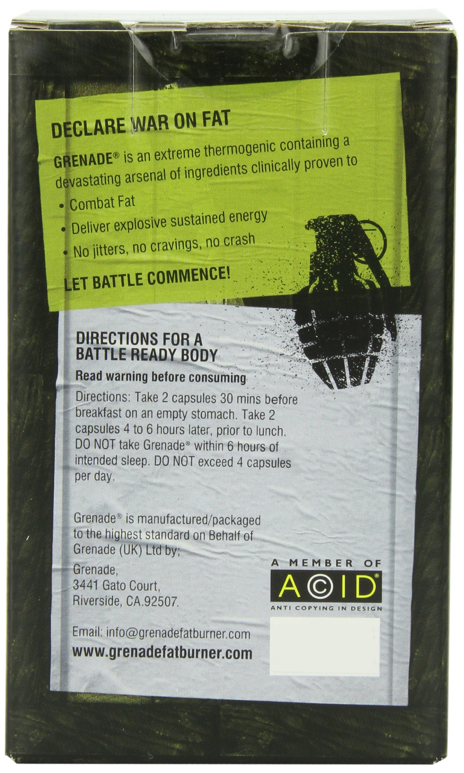 Grenade Fat Burner Supplement Keto Friendly Green Tea Thermogenic