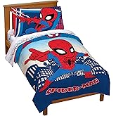 Jay Franco Marvel Super Hero Adventures Go Spidey 4 Piece Toddler Bed Set – Super Soft Microfiber Bed Set Includes Toddler Size Comforter & Sheet Set - Bedding Features Spiderman