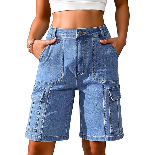 Short,Short en jean extensible pour hommes, longueur aux genoux, blanc