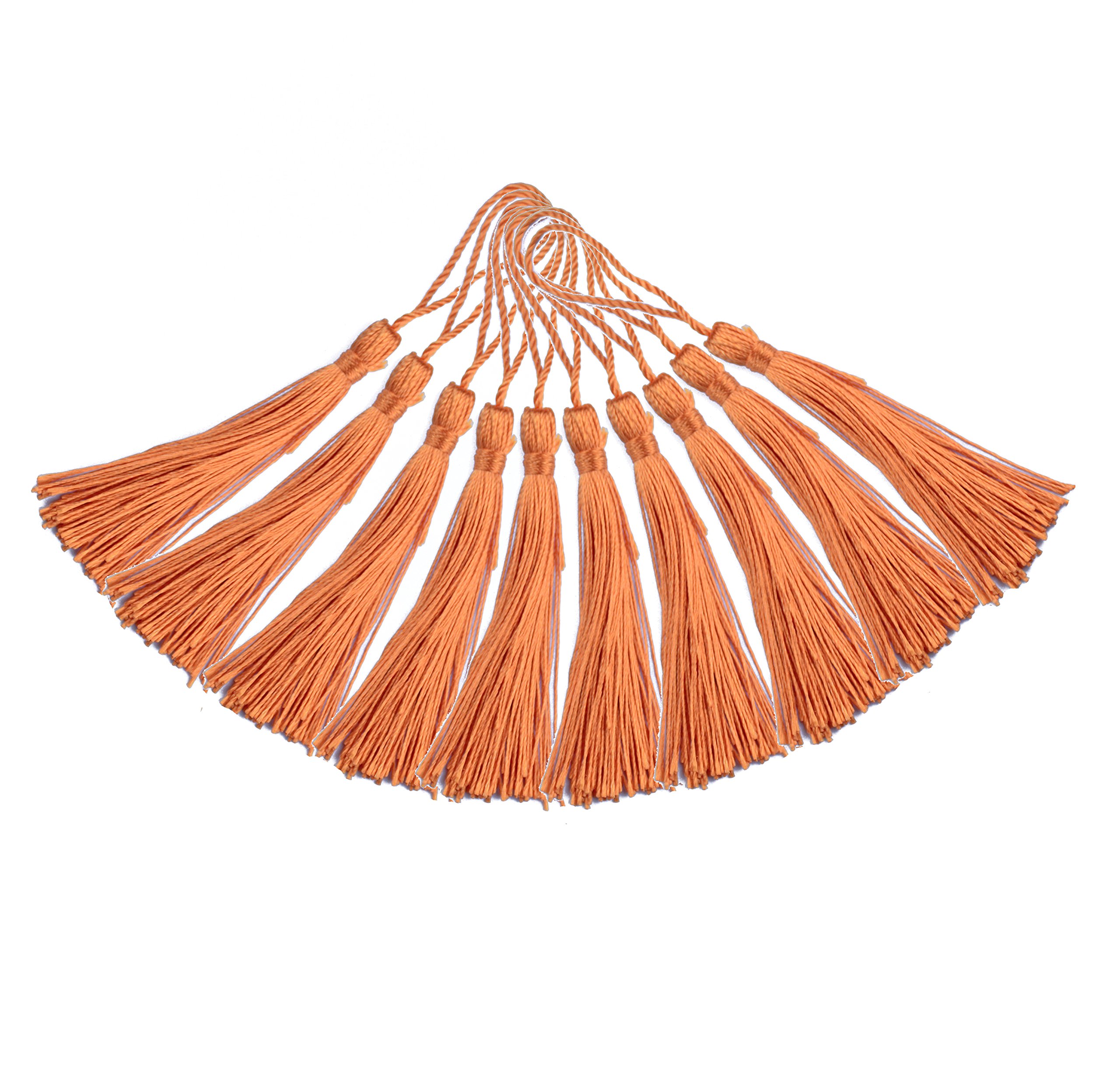 Makhry 100pcs 13cm/5 Inch Silky Floss bookmark Tassels with 2-Inch Cord Loop and Small Chinese Knot for Jewelry Making, Souvenir, Bookmarks, DIY Craft Accessory (Dark Orange)
