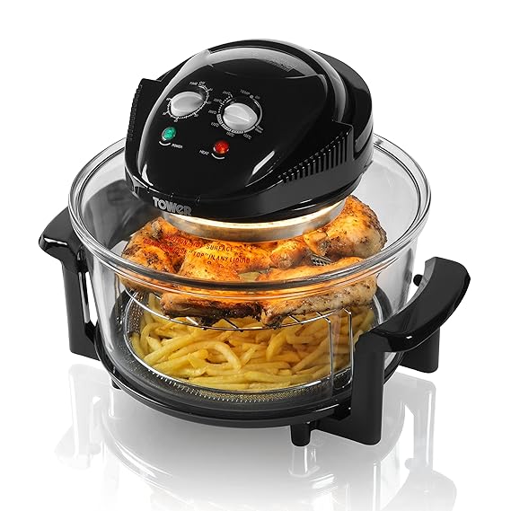 Tower T14001 Halogen Airwave Low Fat Air Fryer, Triple Cooking Power of