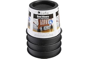 Lufia Bed Risers 4 inch Heavy Duty, Bed Furniture Risers with Non-Slip Pad Ideal for Bed, Sofa, Table, Chair or Desk, Set of 4 (Black)