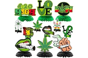 OSNIE 12Pcs Weed Themed Honeycomb Centerpieces Table Toppers Smoking Marijuana Green Pot Leaves Cannabis Stoner 420 Have a Dope Birthday Party Decorations Supplies Photo Booth Props for Adults