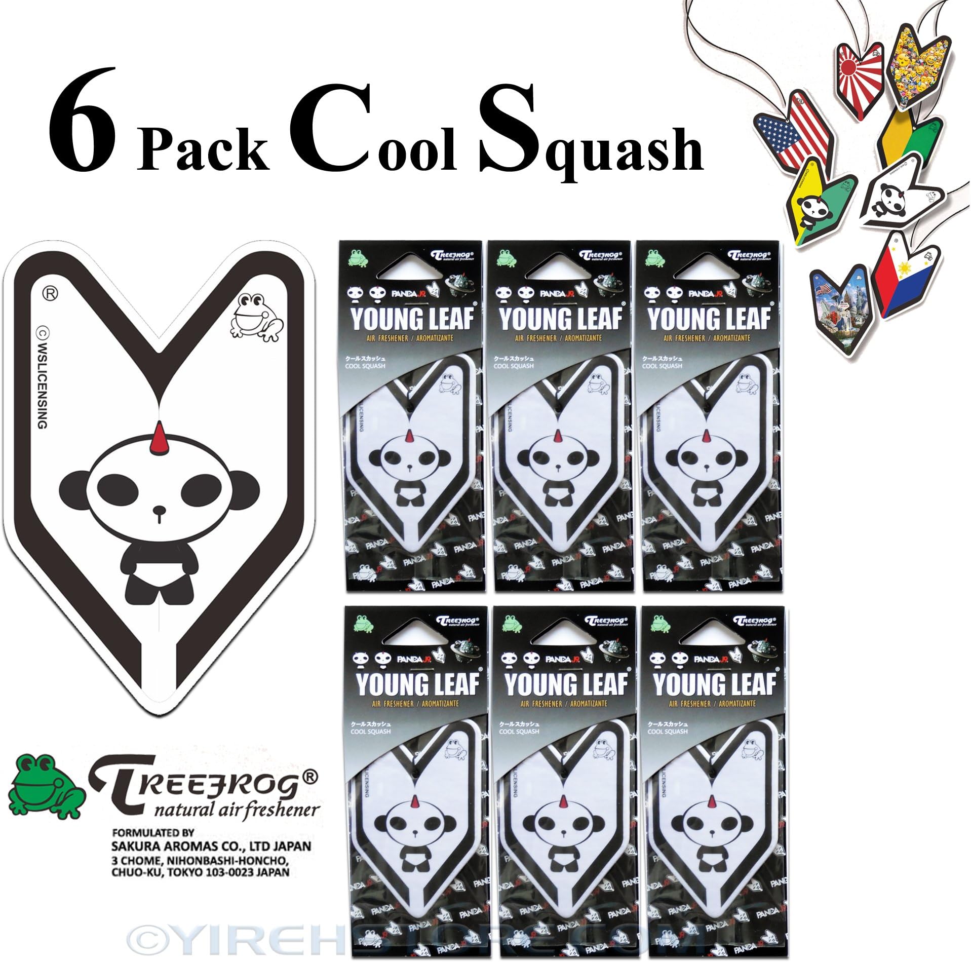 6 Pack Treefrog Young Leaf Cool Squash Hanging Air Freshener Wakaba Shape