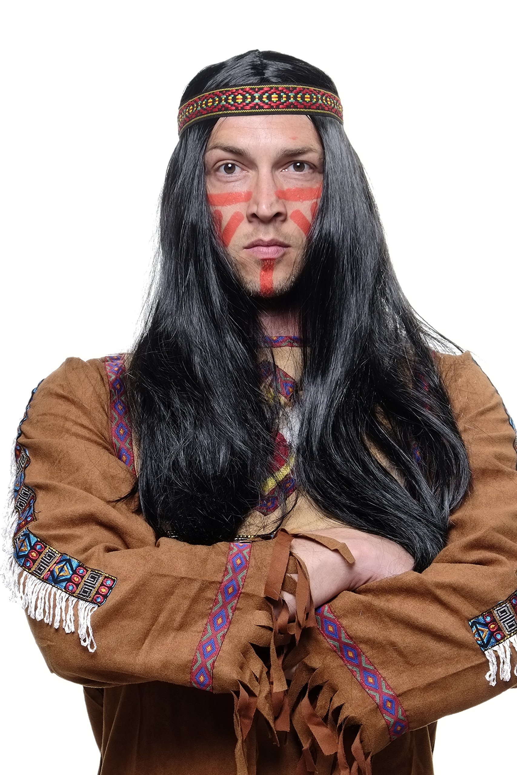 WIG ME UP LM3049-P103 Wig headband Native American Man Men Woman Black long sleek