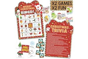 BrightenKidz Christmas Bingo Game for Large Groups, 30 Player, Christmas Games for Adults, Family Party & Classroom, Fun Xmas Party Activities, Holiday Entertainment Games
