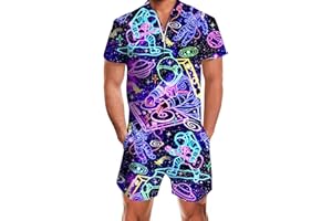 Goodstoworld Male Hawaiian Romper Fashion Zipper Slim Fit Jumpsuit with Pocket S-XXL