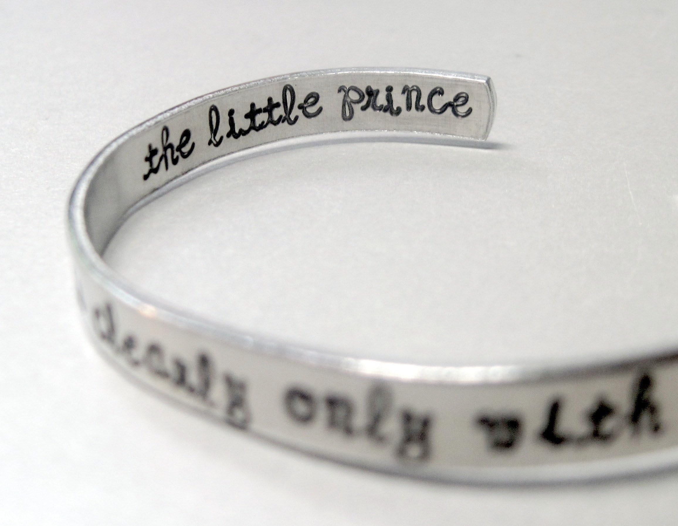 The Little Prince Bracelet - One Sees Clearly Only With the Heart - Hand Stamped Aluminum Cuff