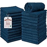 RIVERSIDE Pack of 24 Wash Cloths for Showering, 12 x 12 Inches, Super Soft & Absorbent, 100% Cotton Washcloths Premium Quality Flannel Face Cloths for Bathroom, Gym, Spa (Blue Opal, 24 Pack)