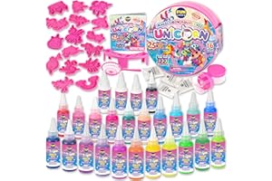 FUN KIDZ Unicorn Magic Grow Aqua Elves Kit, FunKidz Magical Water Elf Toys for Kids with 25 Colors Gel 16 Unicorn Molds to Make Over 100 Water Pets Crafts for Girls Boys Ages 3+