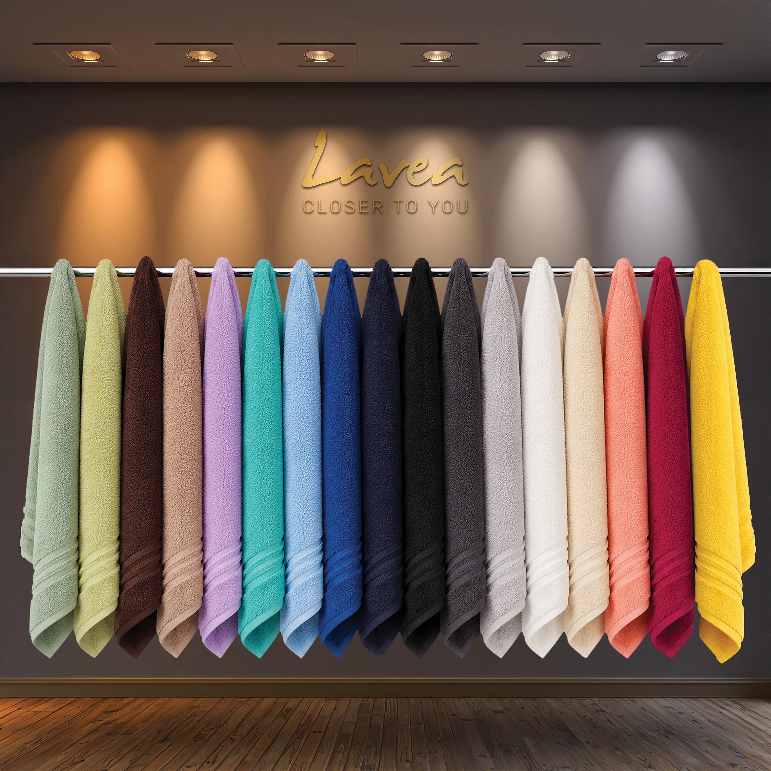 Lavea® 4er Set Handtücher 50x100 cm, Elena Frottiererie, 100% Baumwolle, Saugstark & Weich, Handtücher Set, Waschbar, Trocknergeeignet, Gäste Handtücher, Frottierhandtuch - Anthrazit 8