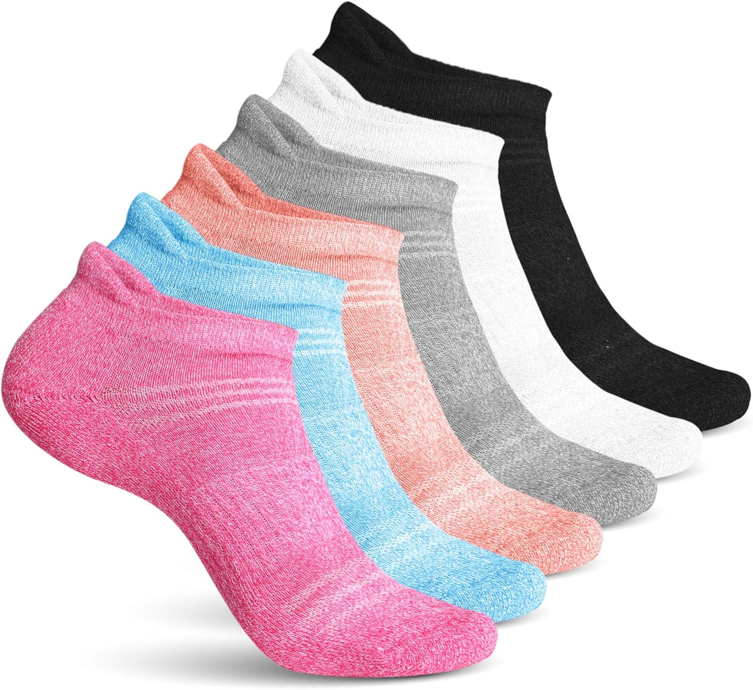 Athletic Socks for Women - Ladies Ankle Socks - No Show Low Cut Cushioned Performance Sports Tab Socks with Arch Support for Running, Hiking, Workout and More - Soft & Comfortable Fit - 6 Pack: Clothing