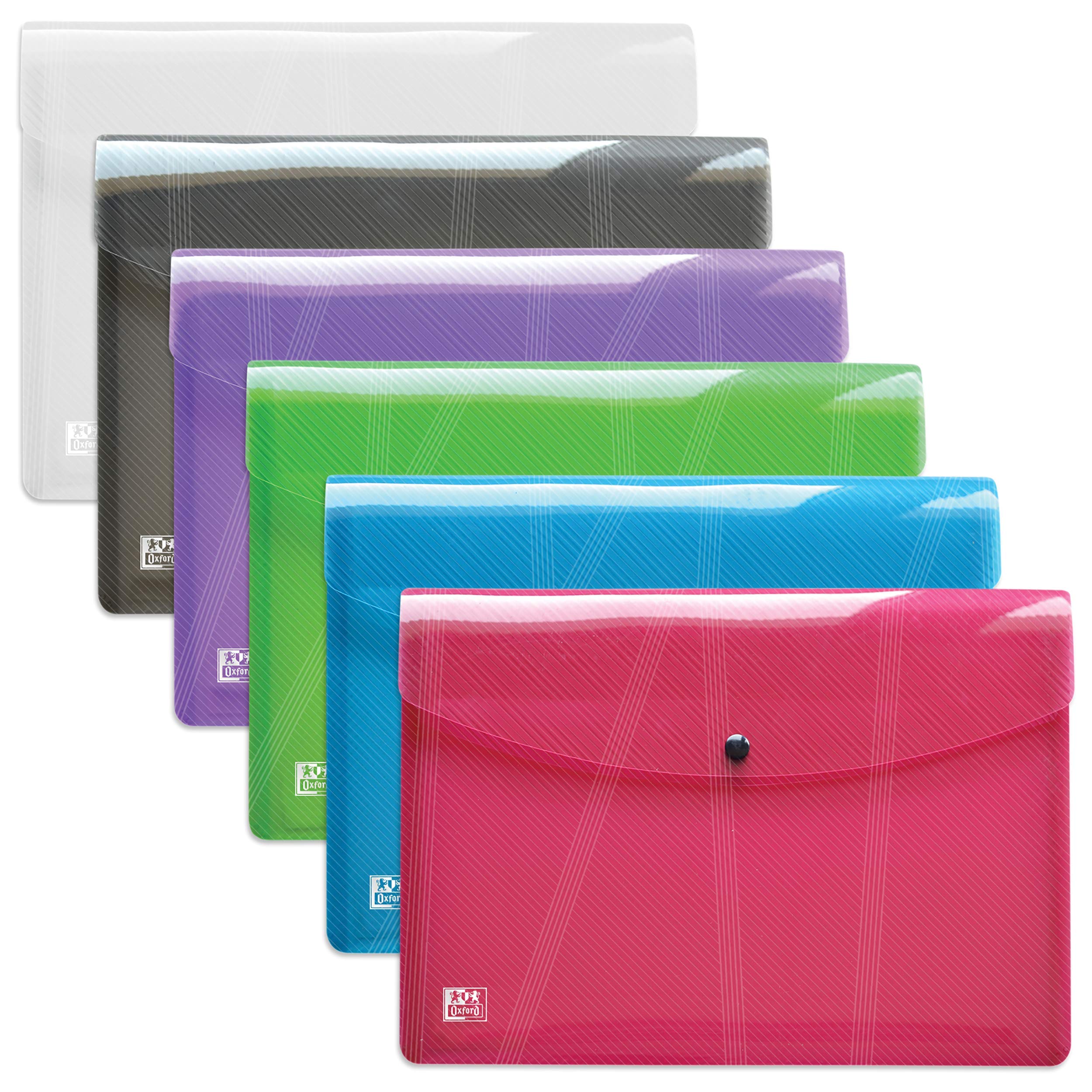 Oxford Hawai Wallets A4 Plastic Clear 6 Colours Pack of 10