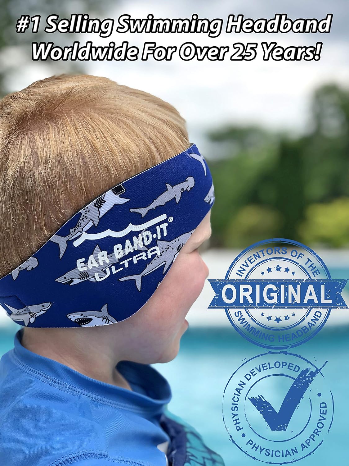 Ear Band-It Ultra Swimming Headband - Best Swimmer's Headband - Keep Water Out, Hold Earplugs in - Doctor Recommended - Secure Ear Plugs - Invented by ENT Physician : Sports & Outdoors