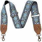 Nefelibata Purse Strap, 2" Cowhide Head Wide Shoulder Strap Adjustable Replacement,Retro Jacquard Embroidery Multi-pattern Crossbody Bag Straps for Handbag,Crossbody Bags,Shoulder Bags(Purple Flower)