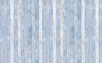 ecosoul Wachstuchtischdecke Scrap Br. 140cm Meterware abwaschbar hellgrau blau Bretter Holz Optik Vintage Outdoor Tischdecke 
