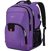 Travel Laptop Backpack 17.3 inch,Extra Large School Backpack Bookbag Computer Rucksack with USB Charging Port,Water Resistant Backpacks for Business College Travel,Women Casual Daypack,Purple